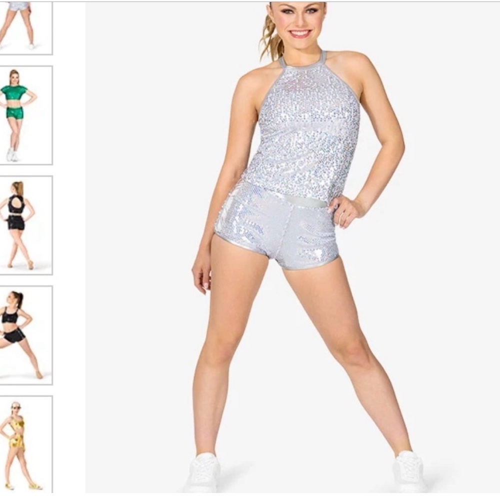 Sparkling Silver Sequin Shorts
